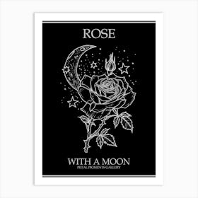 Rose With A Moon Line Drawing 3 Poster Inverted Art Print