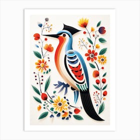 Scandinavian Bird Illustration Woodpecker 2 Art Print