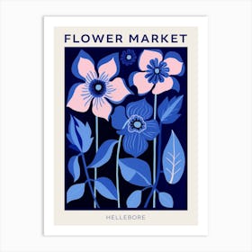 Blue Flower Market Poster Hellebore 1 Art Print