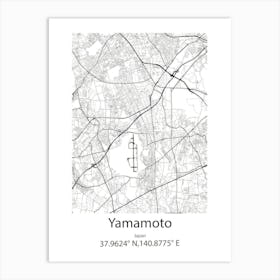 Yamamoto,Japan Minimalist Map Affiche