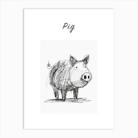 B&W Pig Poster Art Print