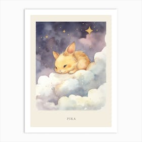 Baby Pika 1 Sleeping In The Clouds Nursery Poster Art Print