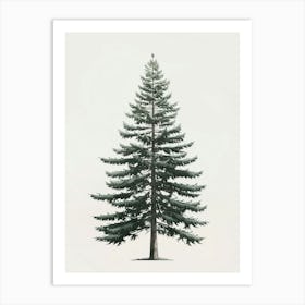 Douglas Fir Tree Pixel Illustration 3 Art Print