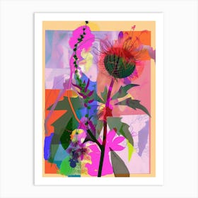 Amaranth 3 Neon Flower Collage Art Print