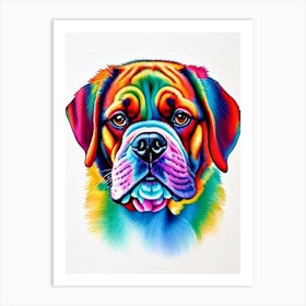 Dogue De Bordeaux Rainbow Oil Painting Dog Art Print