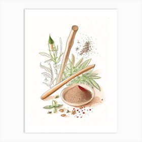 Mace Spices And Herbs Pencil Illustration 3 Art Print