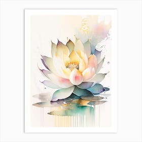 Lotus Flower, Buddhist Symbol Storybook Watercolour 2 Art Print