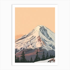 Mount Shasta Usa Color Line Drawing (5) Art Print