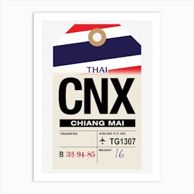 Chiang Mai (CNX) Thailand Vintage Airline Luggage Tag Art Print