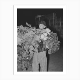 Truck Farmer With An Armload Of Turnips At Early Morning Market, San Angelo, Texas By Russell Lee Art Print