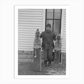 Roy Merriott, Farmer, Holding Foxes Which He Has Killed On His Farm, Near Estherville, Iowa By Russell Lee Art Print