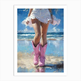 Pink Boots On The Beach 2 Art Print