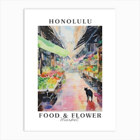 Food Market With Cats In Honolulu 1 Poster Art Print