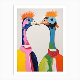 Colourful Kids Animal Art Ostrich 1 Art Print