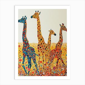 Geometric Abstract Giraffe Herd 2 Art Print