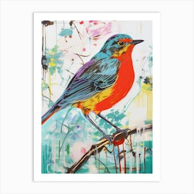 Colourful Bird Painting European Robin 3 Art Print