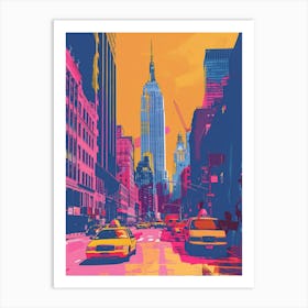 Manhattan New York Colourful Silkscreen Illustration 1 Art Print