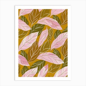 Pink Leaves 1 Art Print