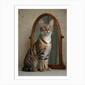 Bengal Cat In Mirror Art Print