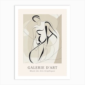 Galerie D'Art Abstract Line Art Figure Neutrals 2 Art Print