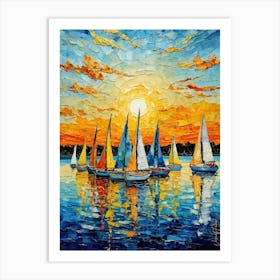 Small Sailboats At Dusk 2 Art Print