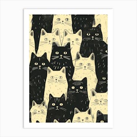 Perfectly Repeatable Artwork With Cute Cat Faces 35 Art Print