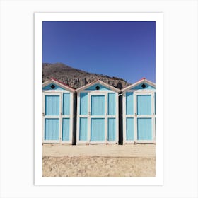 Beach Blue Cabins Sicily Italy Art Print