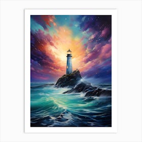 Lighthouse In The Sea Art Print