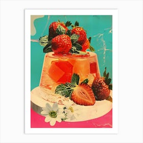 Strawberry Red Jelly Retro Collage Art Print