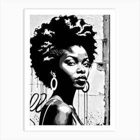 Vintage Graffiti Mural Of Beautiful Black Woman 96 Art Print