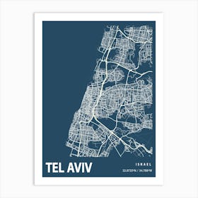 Tel Aviv Blueprint City Map 1 Art Print