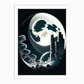 Moon Noir Comic Space Art Print