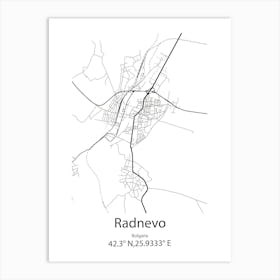 Radnevo,Bulgaria Minimalist Map Art Print