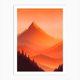 Misty Mountains Vertical Composition In Orange Tone 230 Art Print