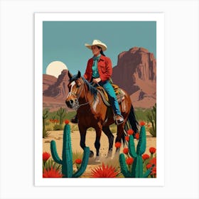 Cowboy In The Desert 5 Art Print