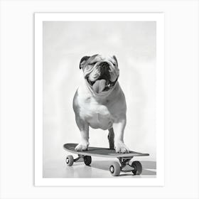 Bulldog On Skateboard Art Print