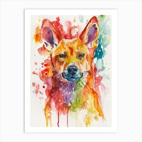 Dingo Colourful Watercolour 1 Art Print