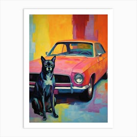 Dodge Charger Vintage Car With A Dog, Matisse Style Painting 2 Art Print