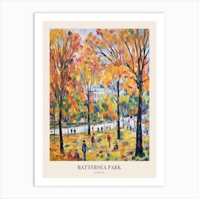 Autumn City Park Painting Battersea Park London 2 Poster Art Print