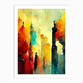 Watercolor Of A City Art Print