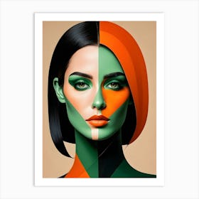Geometric Woman Portrait Pop Art (2) Art Print