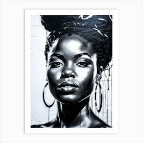 Graffiti Mural Of Beautiful Black Woman 103 Art Print