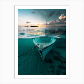 Sunk Photo of a Boat in Maldives Art Print