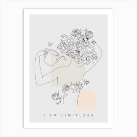 I Am Limitless Monoline Asthetic Mnimalist Drawing Art Print