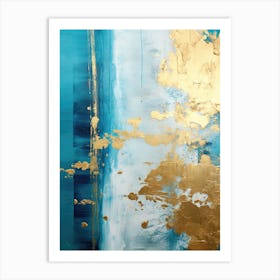 Abstract In Blue And Gold 1 Art Print