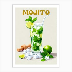 Cuba Mojito Cocktail V 04 Art Print