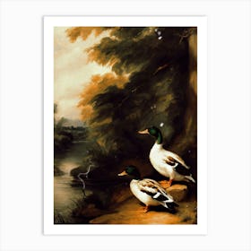 Ducks By The River Wall Art Above Tv Art Print