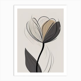 Line Art Tulips Flowers Illustration Neutral 4 Art Print