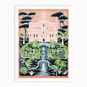 Palace Of Queluz Gardens Abstract Riso Style 2 Art Print