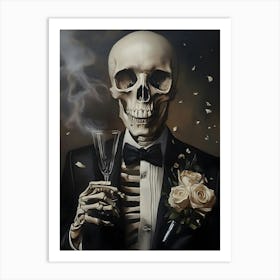 Skeleton In Tuxedo Art Print